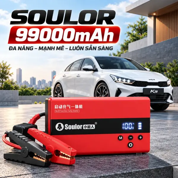 Bơm Lốp Kiêm Kích Bình Soulor 99000mAh Đa Năng video